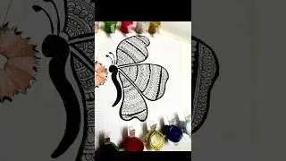 Butterfly mandala art #trending #shortfeed #drawing #viralvideo #mandala art #butterfly #black #art