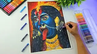 Kali Maa Drawing, Diwali Drawing 🔥 Oil Pastels Drawing (Timelapse Video)