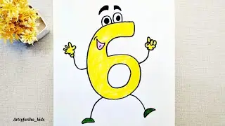 How to draw a cartoon number 6 / Easy cute doodle drawing & coloring || Artsyfariha