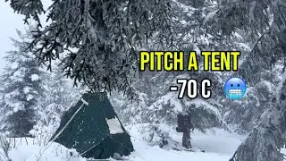PITCH A TENT 🏕️-70C Ice mountain #youtubeshorts 