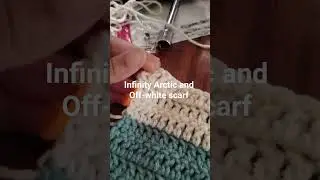 Arctic and Off-white Crochet Infinity Scarf
