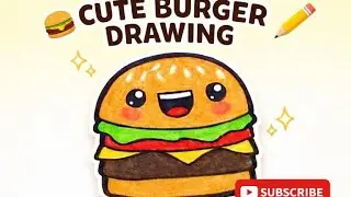Cute Burger Drawing 🍔 | Easy & Adorable Art Tutorial