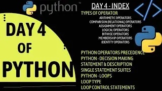 Day 4 of Python Series : Operators, Operators Precedence, Decision Making, Statement, Loop Control