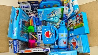 Doms stationery collection & Doraemon stationery items - pencil box, crayons, brush pen, oil pastel
