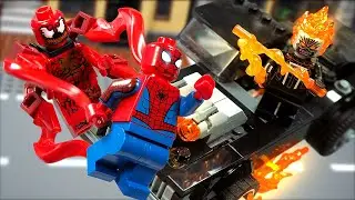 LEGO Spider-Man and Ghost Rider VS Carnage Stop Motion Build Review 2021 set 76173
