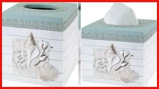 Farmhouse Shell Collection Tissue Cover: Elegant Coastal Charm for Your Bathroom