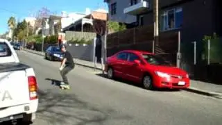 longboard standup heelside 180