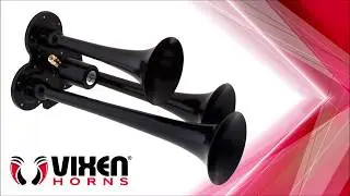 Vixen Horns Triple Trumpet Train Air Horn (Black) for Truck/Car VXH3114LB