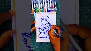 ✨💗Cute Girl Draws AMAZING Pictures While Reading Kurane Pak ✍️💫#islamicart #shorts #art #shortvideo