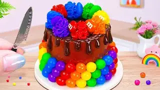 M&M Rainbow Cake Challenge 🌈🍬 Mini Satisfying Dessert Ideas | Bitty Bakes