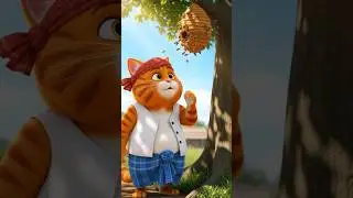 Bee Attack! Pitu Mama&rsquo;s Sweet Plan Went Sour! 😹 #shorts2025 #cat #bee #cartoon #funny