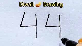 How to draw beautiful Diwali 🎇 art | 44 number se banaye amazing Diwali fastival easy