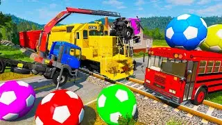 Double Flatbed Trailer Truck rescue Bus - Truck transporting Cars -  BeamNG Drive