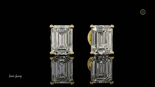 Emerald-Cut Diamond Stud Earrings with Gold #Viral#Trending#FYP#ring #Viralvideo#Earring#newvideo