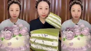 Eat Matcha Red Bean Cream Cake, Rose Cream Cake, Challenge Cream Cakes