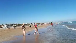 Пляж Мальвароса.Playa de la Malvarosa Valencia.Octubre 2017