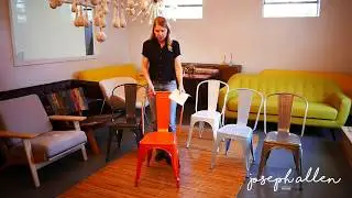 Metal Industrial Cafe Dining Chair in Orange by Joseph Allen Home