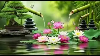 A vivid image of a tranquil pond with red and white lotus flowers, 
