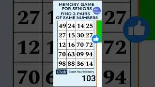 Simple Brain Game for Seniors: Match the Numbers for Memory Boost #braintraining
