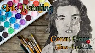 Ink painting of Conan Gray ~ Full video 16x speed time-lapse