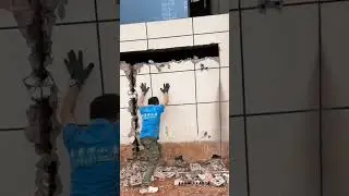 Last push by hand. Wall demolition