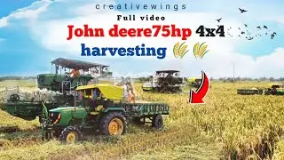 John deere75hp 4x4 Harvesting paddy 🌾🌾 | Full Video #creativewings #tractor #tsfarmers