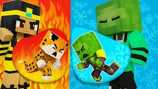 🔥 Fire Mom vs ❄️ Ice Dad - Poor Zombie Kid's Tragic Family Story | Minecraft Animation