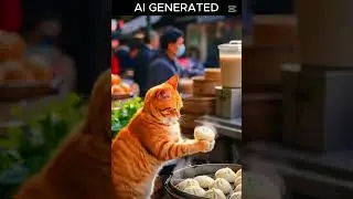 Ai Generated ( cat cooking and selling food ) #aigenerated #vial #cat