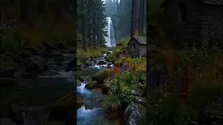 Relaxing Guitar & Waterfall Sounds 🎸🌊 | #shorts 1 Minute Calm