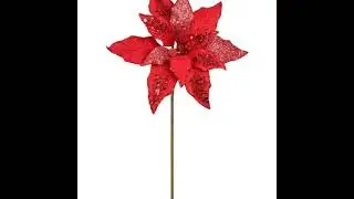 Silk Poinsettia Stem Velvet Christmas Decor 24