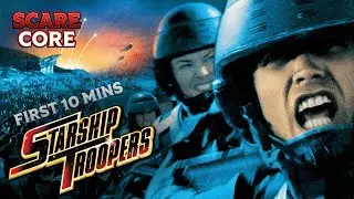 Epic Alien War Begins: Opening Scene | Starship Troopers (1997) | ScareCore