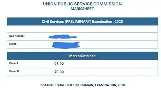 upsc topper  prelims marks | upsc 2020 prelims marksheet | upsc topper prelims marks | prelims marks