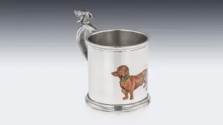 ANTIQUE 20thC CARTIER SOLID SILVER & ENAMEL TEA GLASS HOLDER c 1920 | PUSHKIN ANTIQUES
