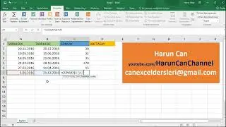 101   G&uuml;nsay ve Haftasay Fonksiyonları   Excel Eğitimi