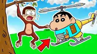 Shinchan Became Helicopter & Save Monkey Nobita 😱😱 | Shinchan And Nobita Game | Funny Game |