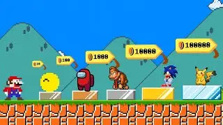 $10 vs $100,000 Character Challenge! 💰 Who is STRONGER? | Mario vs Suika