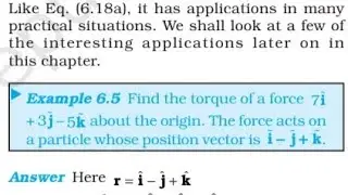 Find the torque of a force 7i +3j-5k about the origin. The force act on a particle