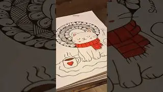 Easy Mandala Art @isaumya 🐈😱 #mandalaart #art #drawing #shorts #mandala #ytshorts #artist #artwork