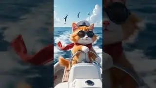 Fluffy&rsquo;s Ocean Adventure 🐱🌊 | 🐱Fluffy the Cat Drives a Boat in the Ocean🛥️ #3danimation#catanimation