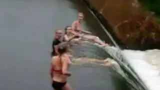 sliding down the dam