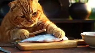Ai cat eating fish.