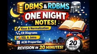 🔥 DBMS/RDBMS in ONE NIGHT! Complete Notes for Exams | Quick Revision