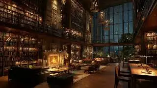 Library Ambience📚 | 8 Hours Rain & Fireplace for Study & Sleep