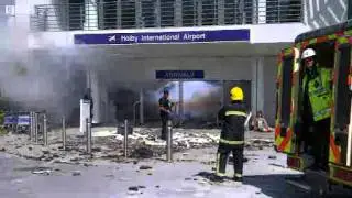 Cheltenham Racecourse used for Casualty 'airport' blast (4 Aug 2011)