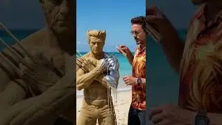 Turning Sand into Venom & Wolverine! 🏖️✨#Marvel #IronMan #Venom #Wolverine#Shorts#VisualASMR