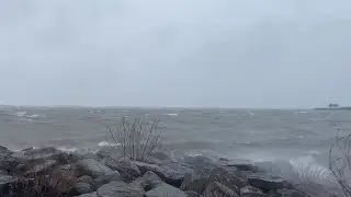 High winds along the Lake Erie shoreline