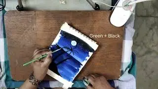Poster Colour Painting - Moonlight scenery