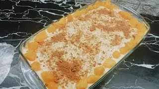 كستر المانجا بالبسكويت والموز 😍👌 تحلية سريعة ومنعشة في 5 دقايق!