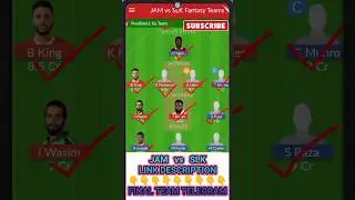 JAM vs SLK Dream11 Prediction🔥| JAM vs SLK Dream11 Prediction Today Match | JAM vs SLK Dream11 Team