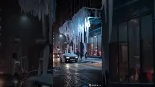 Giant Icicle Falls on Luxury Car! 💥  #shorts